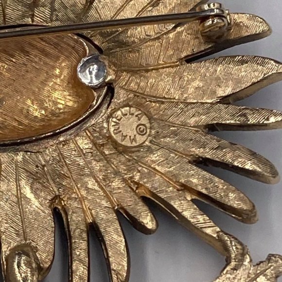 Vintage Marvella Enameled Black Daisy Brooch - Picture 5 of 5